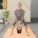 Kettlebell 4kg in Plastic and Sand with Flat Base and Handle, 18x12x20 cm, Black