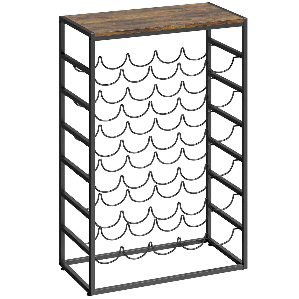 30-Bottle Floor-Standing Wine Rack with 6 Shelves, Industrial Style, Rustic Brown