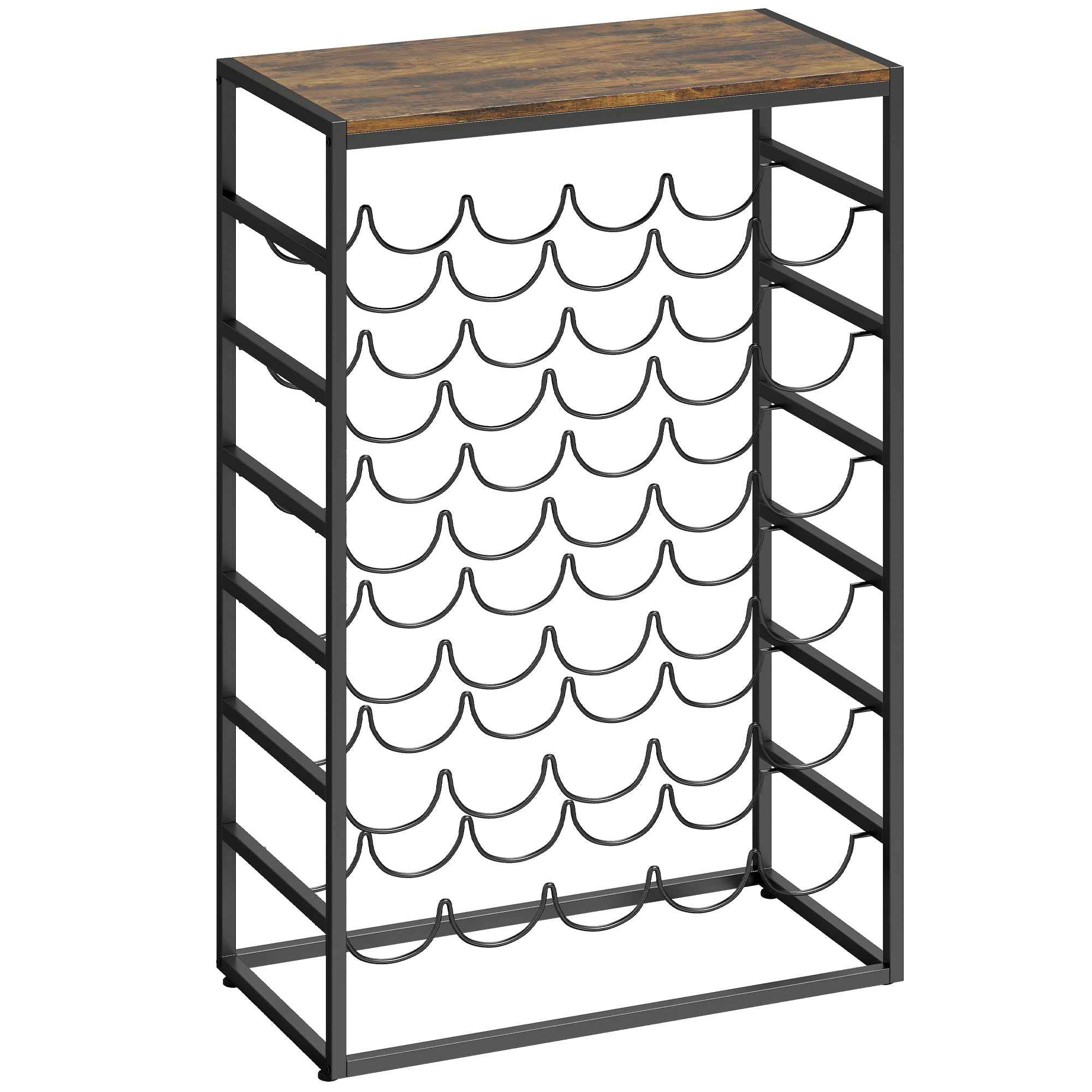 30-Bottle Floor-Standing Wine Rack with 6 Shelves, Industrial Style, Rustic Brown
