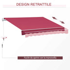 Outsunny Aluminum and Polyester Crank Roller Awning, 295x245cm, Dark Red