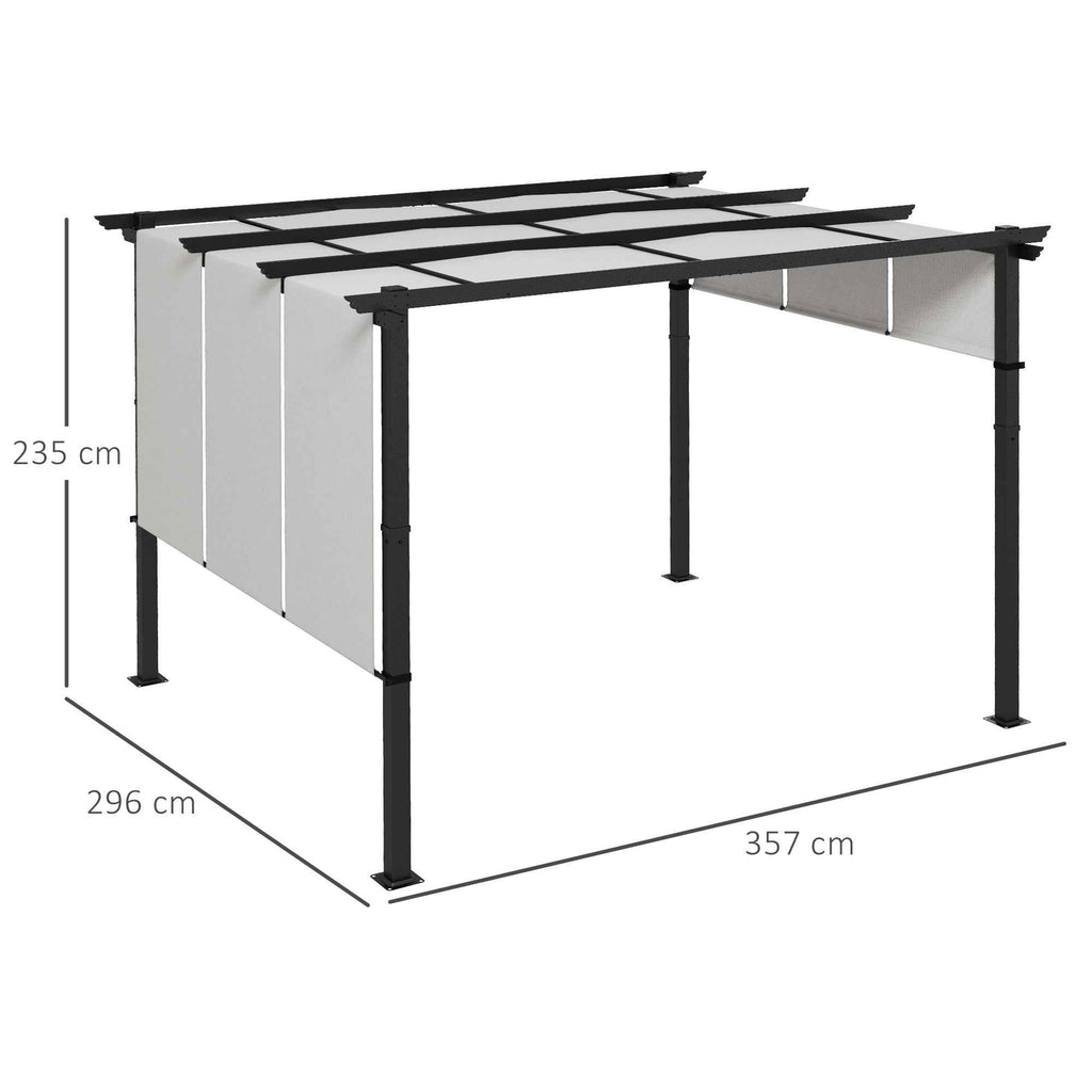Outsunny Pergola Gazebo 3x3.5 m with 3 Adjustable Canopies, in Steel and Anti-UV Polyester, Light Grey