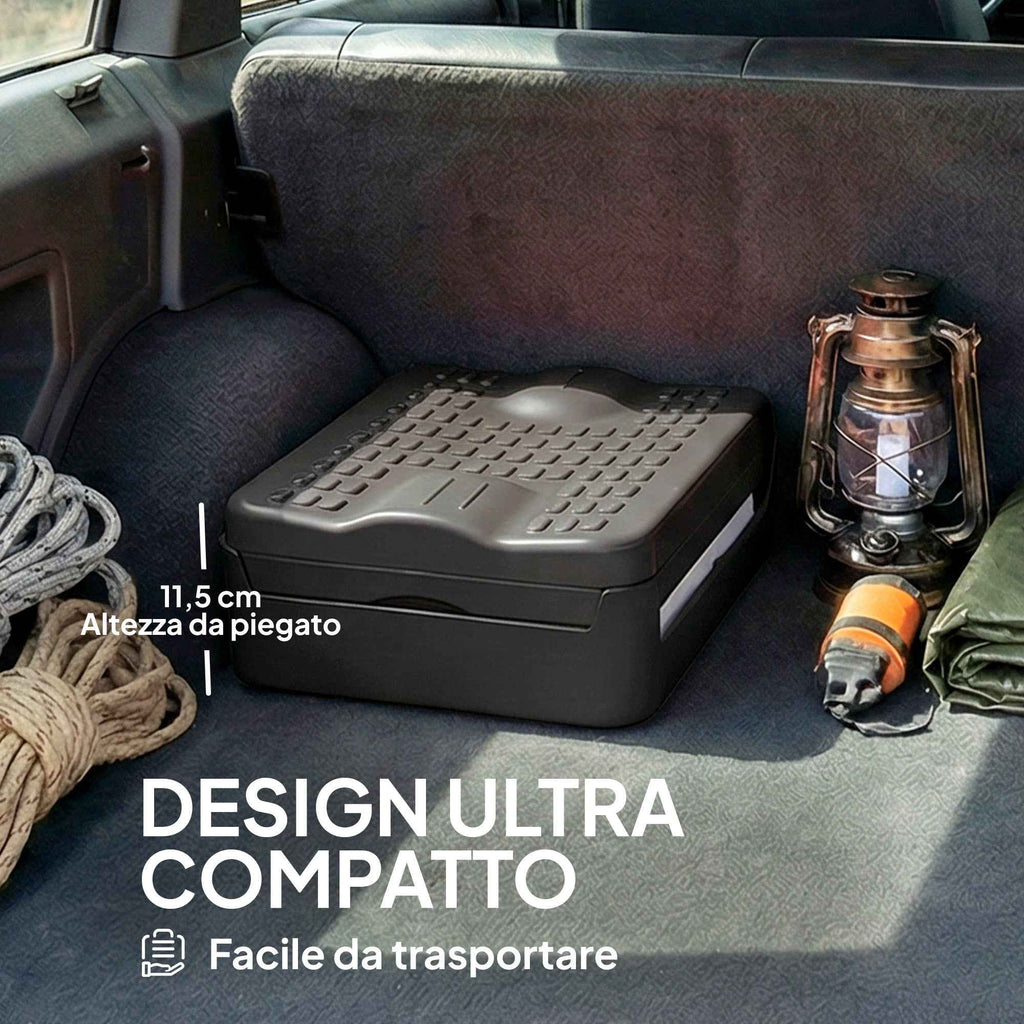Outsunny Portable Camping Toilet with 12 Clotting Packets and 12 Disposal Bags, 34x29x20 cm, Dark Grey