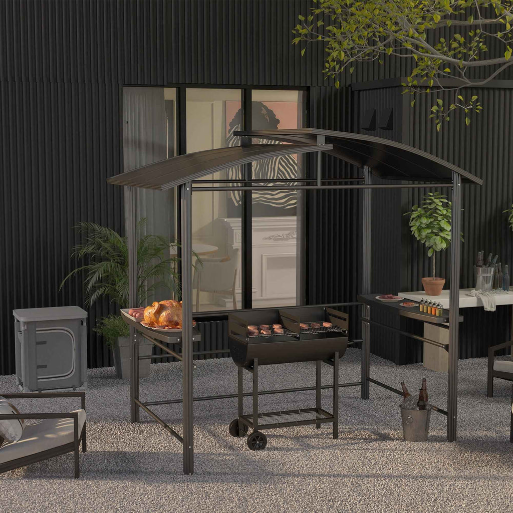 Outsunny Steel Barbecue with 2 Independent Grills, 2 Wheels, and Bottom Shelf | Black | 90cm x 45cm x 96cm