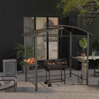 Outsunny Steel Barbecue with 2 Independent Grills, 2 Wheels, and Bottom Shelf | Black | 90cm x 45cm x 96cm