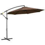 Outdoor Umbrella Ø3x2.5 m with Cross Base and Crank, in Steel and Polyester, Coffee Color