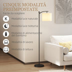 Dimmable LED Floor Lamp with Remote Control, 11 Temperatures and 11 Brightness, 60 Minute Timer, Black