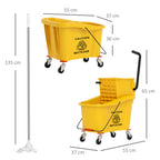 Professional 36L Mop Bucket with Mop, Wringer, Wheels and Handle, 55x37x65 cm, Yellow