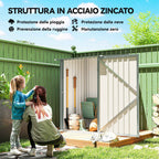 Outsunny Galvanized Steel Garden Shed with Hinged Door, 100x104x160 cm, Silver