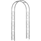 Rose Arch and Support for Climbing Plants in Metal, 114x30x230cm, Black - Borgè