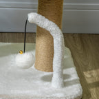 Cat Tower for Cats up to 5kg in Chipboard with Scratching Post and Toy Balls, 48x38x42 cm, Yellow and White