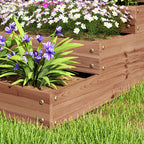 4-Level Raised Garden Bed in Fir Wood with Open Bottom, 113x113x46 cm, Brown
