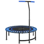 Fitness Trampoline Ø145 cm with 5-Position Adjustable Handlebar, 36 Bungee Springs and 150 kg Capacity, Blue