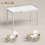 Space-Saving Rectangular Extendable Dining Table, 80-120cm, White