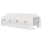 Vegetable Greenhouse 6x3x2m with 8 Windows and Roller Door, in Steel and PP, Green - Borgè