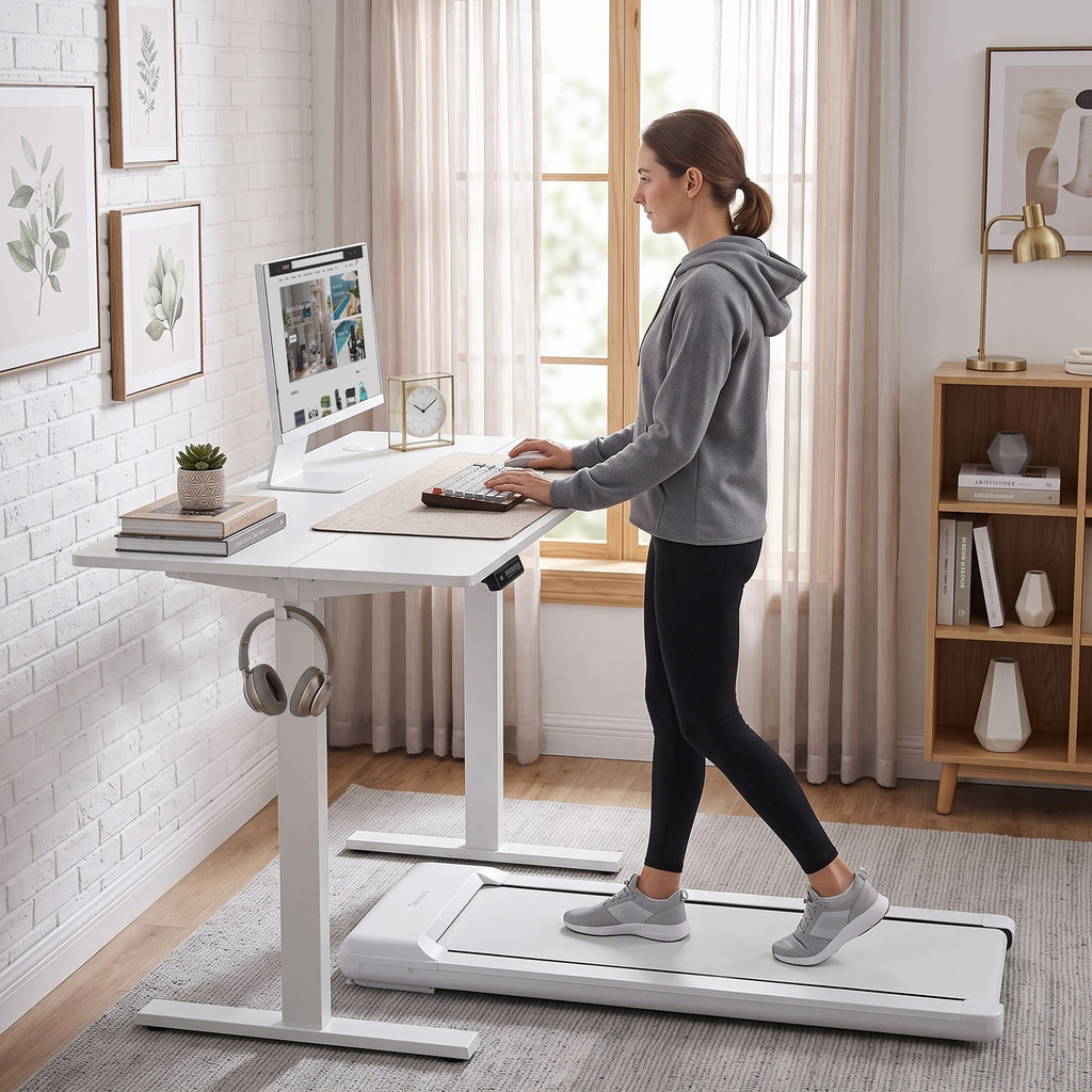 HOMCOM Electric Height-Adjustable Desk with Memory Function, 120x60x72-118 cm, White