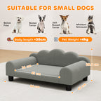 Dog Sofa with Supportive Armrests, Wood and French Terry Fabric, 66x42x28.5 cm, Grey
