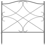 5-Panel Outdoor Metal Fence with Posts, 305x62 cm, Black