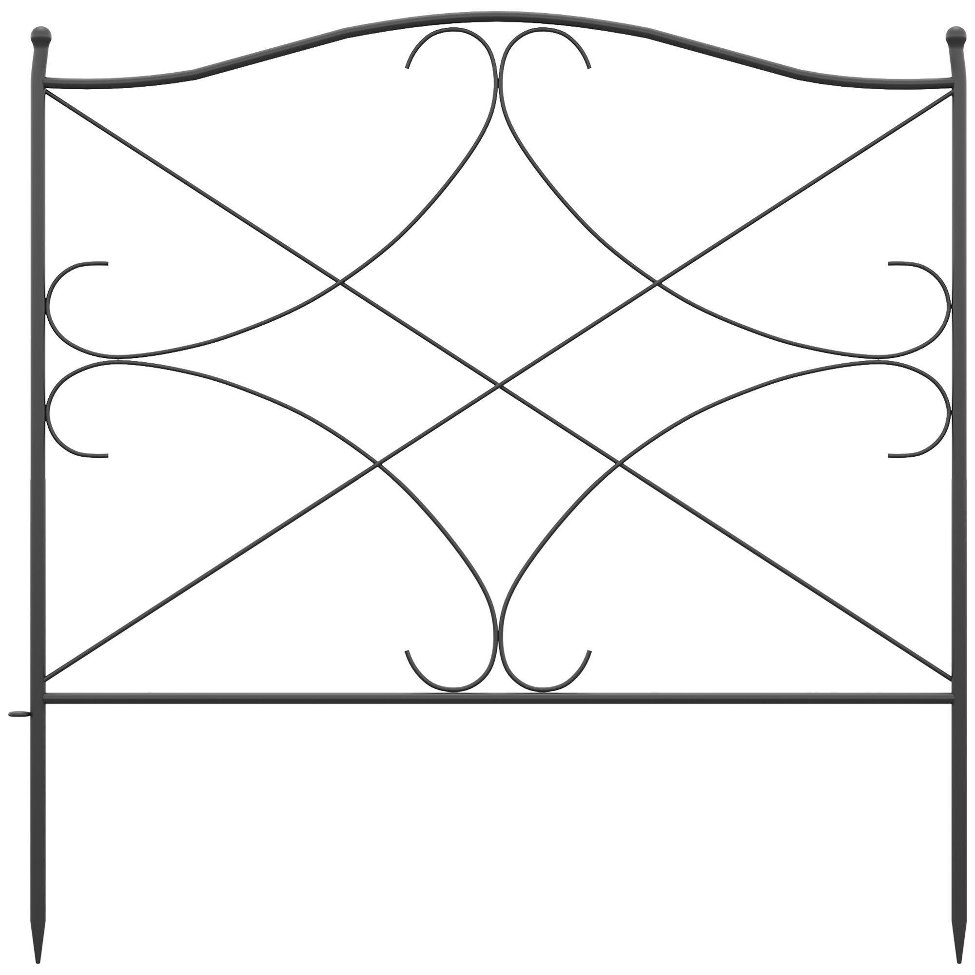 5-Panel Outdoor Metal Fence with Posts, 305x62 cm, Black