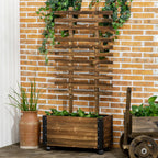Fioriera outsunny with bucking for climbing and wheels, in fir wood, 65x31x147 cm, brown - Borgè
