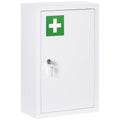 kleankin 3-Shelf Medicine Cabinet with Lock and 2 Keys, Steel, 30x14x46 cm, White