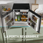 46L Mini Refrigerator with Ice Cube Tray, Reversible Door, Adjustable Temperature, Silver