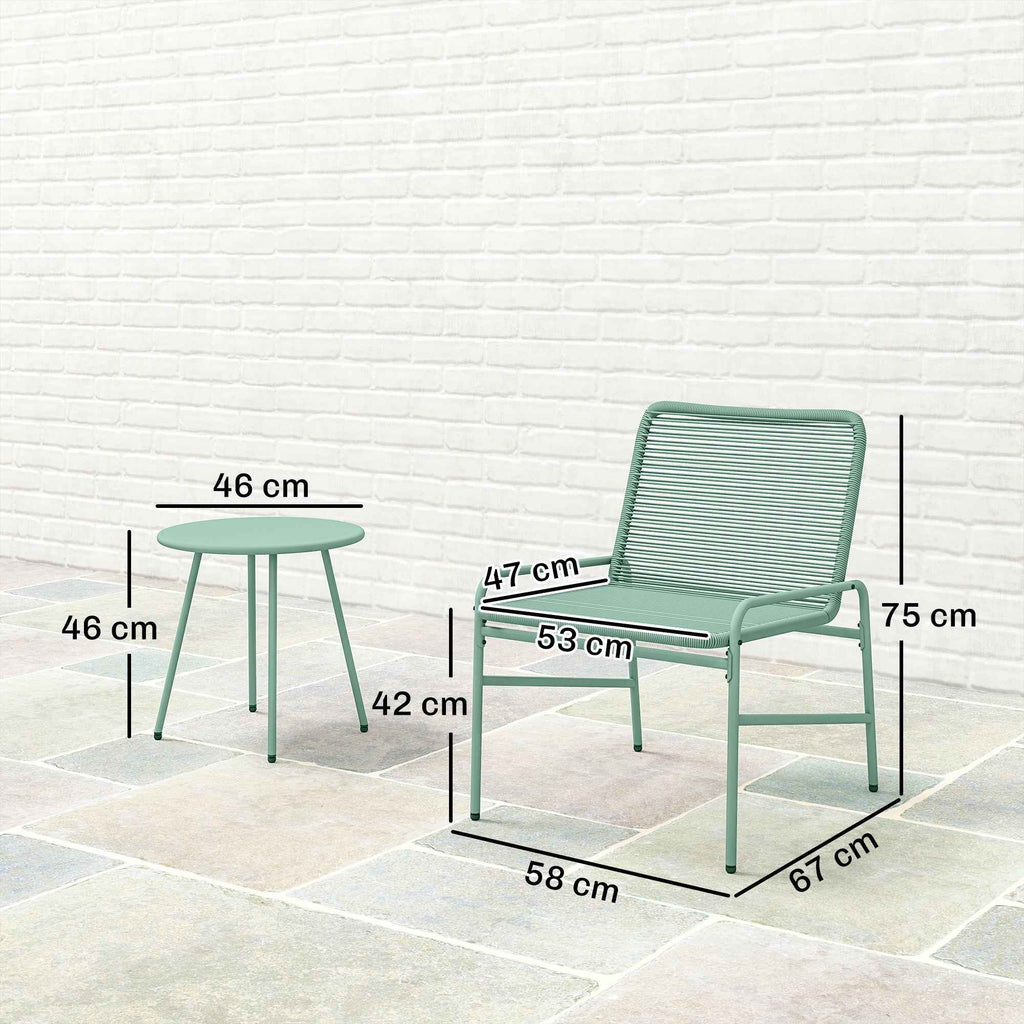 Outsunny 3-Piece Rattan Bistro Set: 2 Chairs, Round Garden Table, Green.