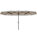 Double Umbrella with 12 Ribs with Crank, in Polyester and Steel, 450x265x260 cm, Cream White