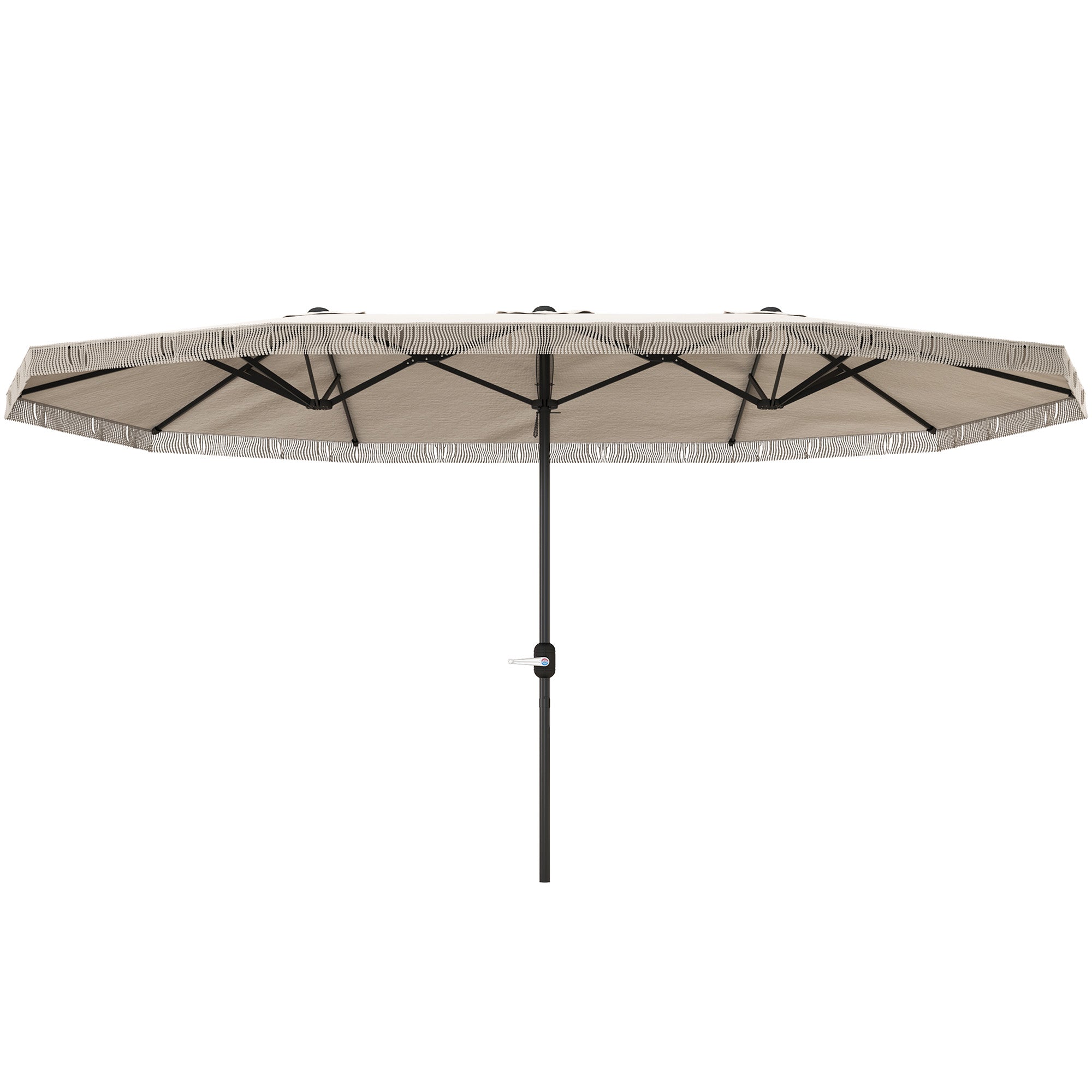 Double Umbrella with 12 Ribs with Crank, in Polyester and Steel, 450x265x260 cm, Cream White