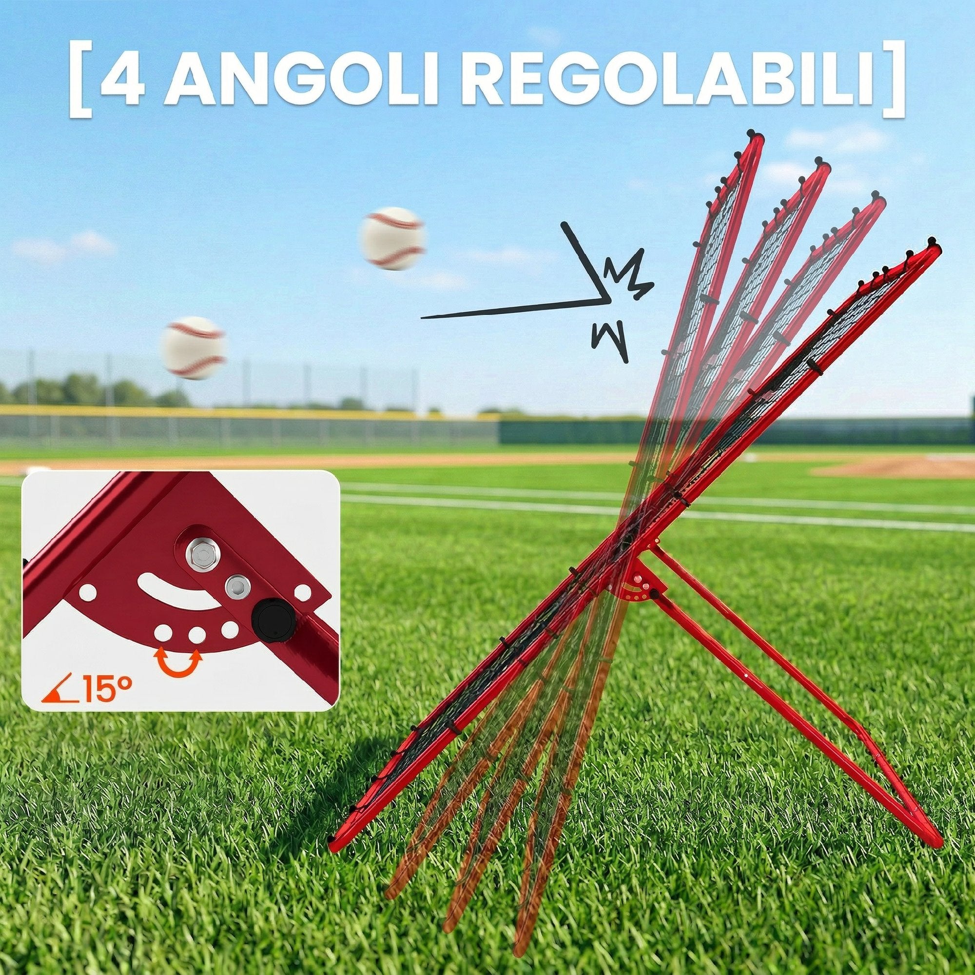 SPORTNOW Portable Baseball Rebound Net with 4 Adjustable Angles.