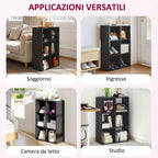 HOMCOM Cube Bookcase with 6 Storage Shelves, Wooden, 61.5 x 29.5 x 91.5 cm, Black