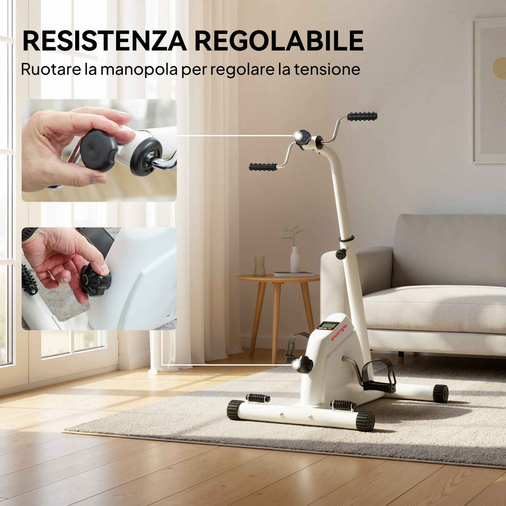 SPORTNOW Arm and Leg Rehabilitation Bike with Adjustable Height and Resistance, LCD Display, White