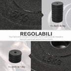 50kg Dumbbell Set (8x5kg, 4x1.5kg), Gym Weights with 12 Discs of 1.5kg, 5kg, 25mm, for Home Training