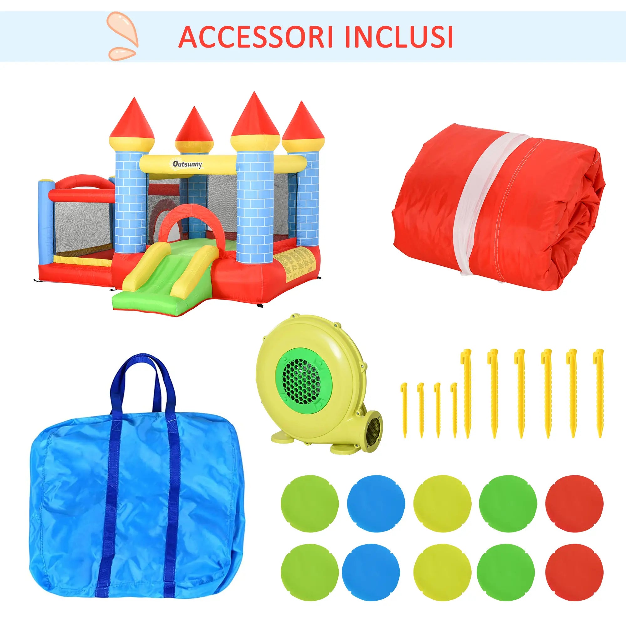 Giant Bouncy Castle for Kids Ages 3-8 with Slide, Pool and Basketball Hoop, 280cmx260cmx210cm - Borge' Group Limited
