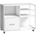 HOMCOM A4 Printer Table with Wheels and Drawer for Home and Office