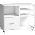 HOMCOM A4 Printer Table with Wheels and Drawer for Home and Office