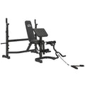HOMCOM Adjustable Multifunctional Weight Bench with Barbell Rack, Steel and PU, 73.5x55x46-53.5 cm, Grey and Black