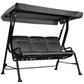 3-Person Garden Swing with Adjustable Canopy and Cushions, 200x120x170cm, Black
