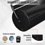 Outsunny 32x50cm Waterproof Black Metal Garden Roller with a 38 Litre Reservoir (Water or Sand)