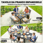 Outsunny Extendable Slatted Garden Table for 4-6 People, Made of Aluminum and Steel, 80/160x80 cm, Black