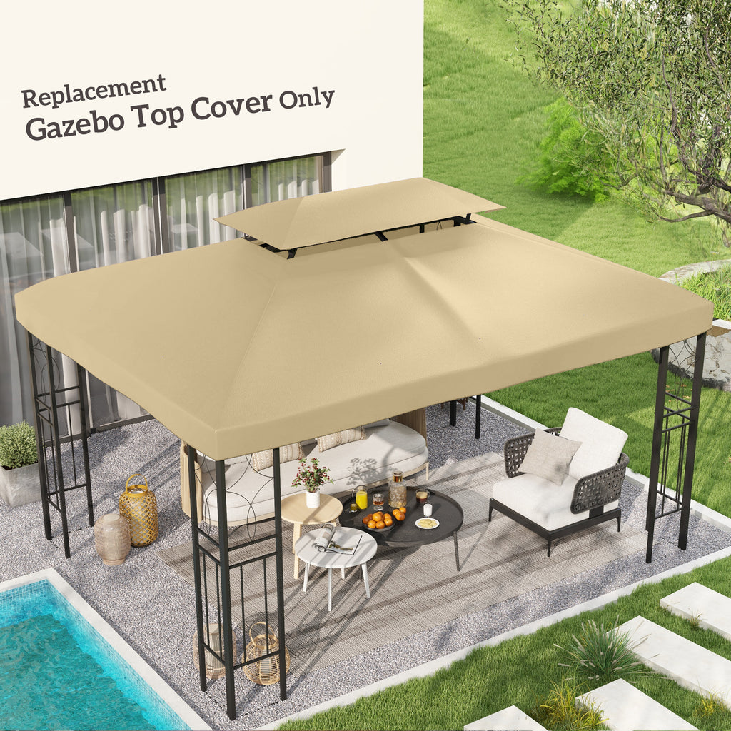Replacement Cover for Gazebo 4x3 m in Anti-UV Polyester with 2 Tier Roof, Cream