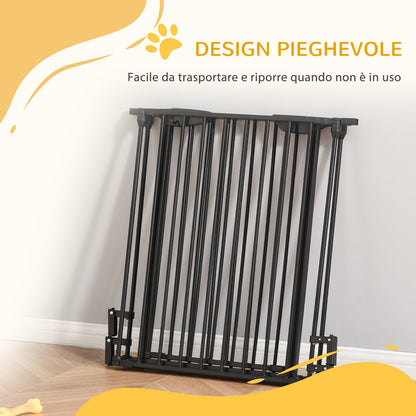 PawHut 3-Panel Folding Dog Gate for Small and Medium Size Dogs, 180x3x74.5 cm, Black