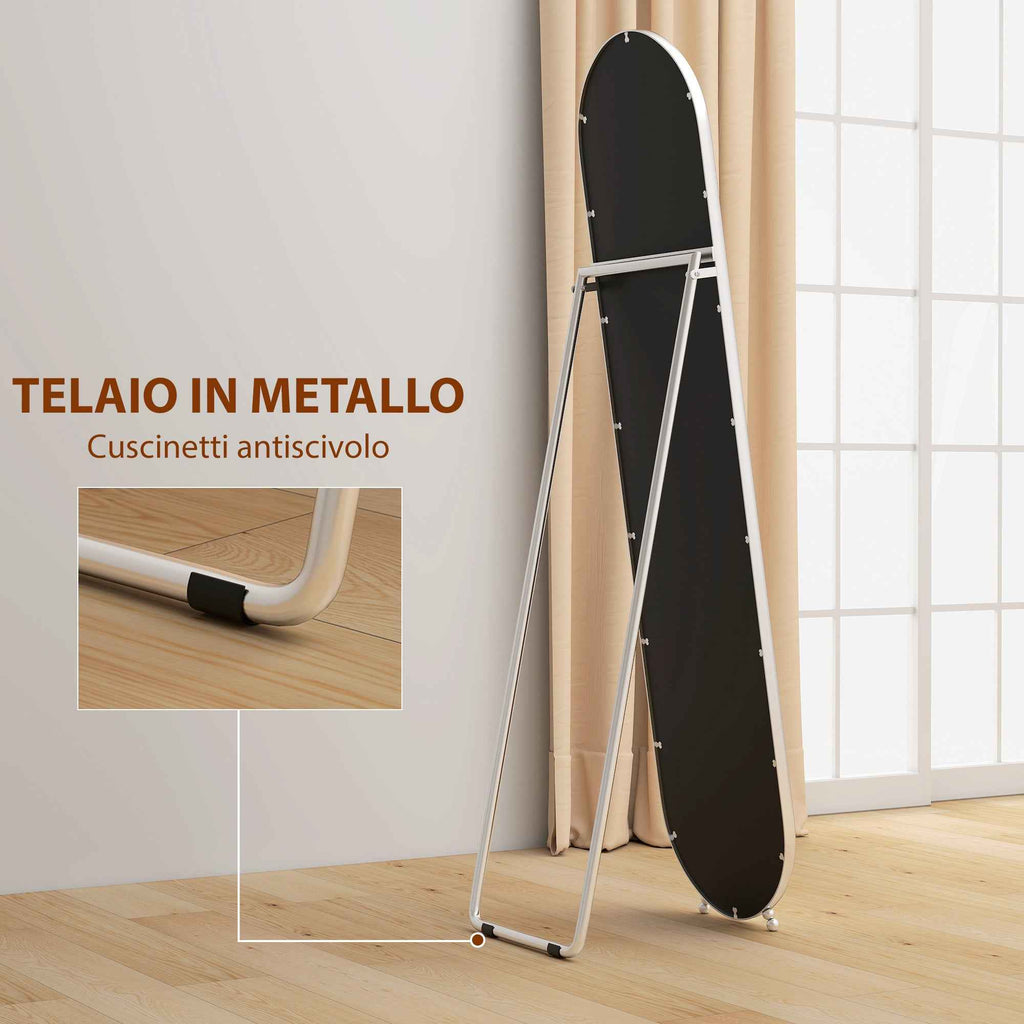 HOMCOM Full-Length Floor Mirror with Folding Stand, Glass and Metal, 40x4x160 cm, Silver