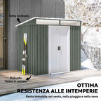 Outsunny Garden Shed with Sliding Doors and Steel Flooring, 195x122x181.5 cm, Light Grey