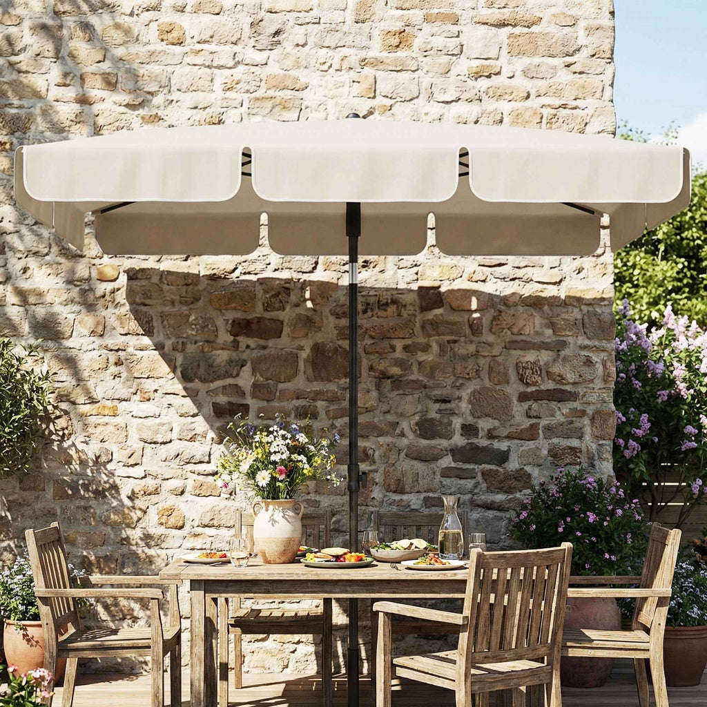 Outsunny Rectangular Umbrella with 3 Tilts, in Metal and Polyester, 183x122x222 cm, Beige