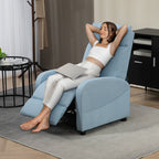 Reclining Relax Chair with Footrest in Linen Effect Fabric, 69x85x100 cm, Blue
