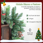 180cm Christmas Garland with Snow-Covered Branches and 30 White Lights, Pine Cones and Berries for Indoors