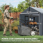 Outsunny Garage Tent with Reinforced Waterproof Cover and Zip Entrance, Galvanized Steel, 162x221.5x163 cm, Grey