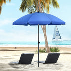 Beach Umbrella 1.8x2 m with 45° Reclining and 8 Ribs, Polyester and Steel, Blue