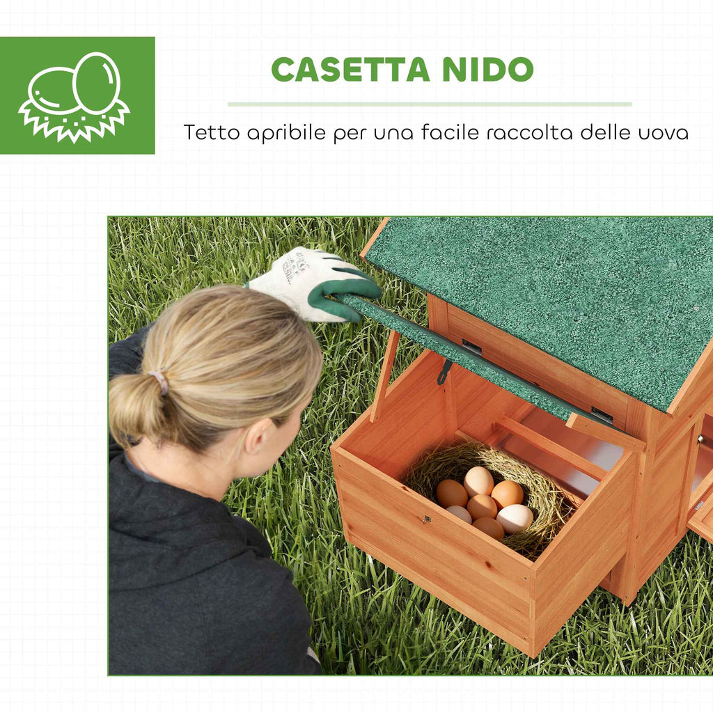 PawHut Wooden Chicken Coop with Nest, Waterproof Roof, Removable Tray, 2 Perches, Ramp, Window, for 2 Chickens, Ducks, Orange