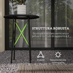 Garden Coffee Table with Carvings of Flowers and Leaves, Outdoor and Indoor Table, Ø40x50 cm, Black